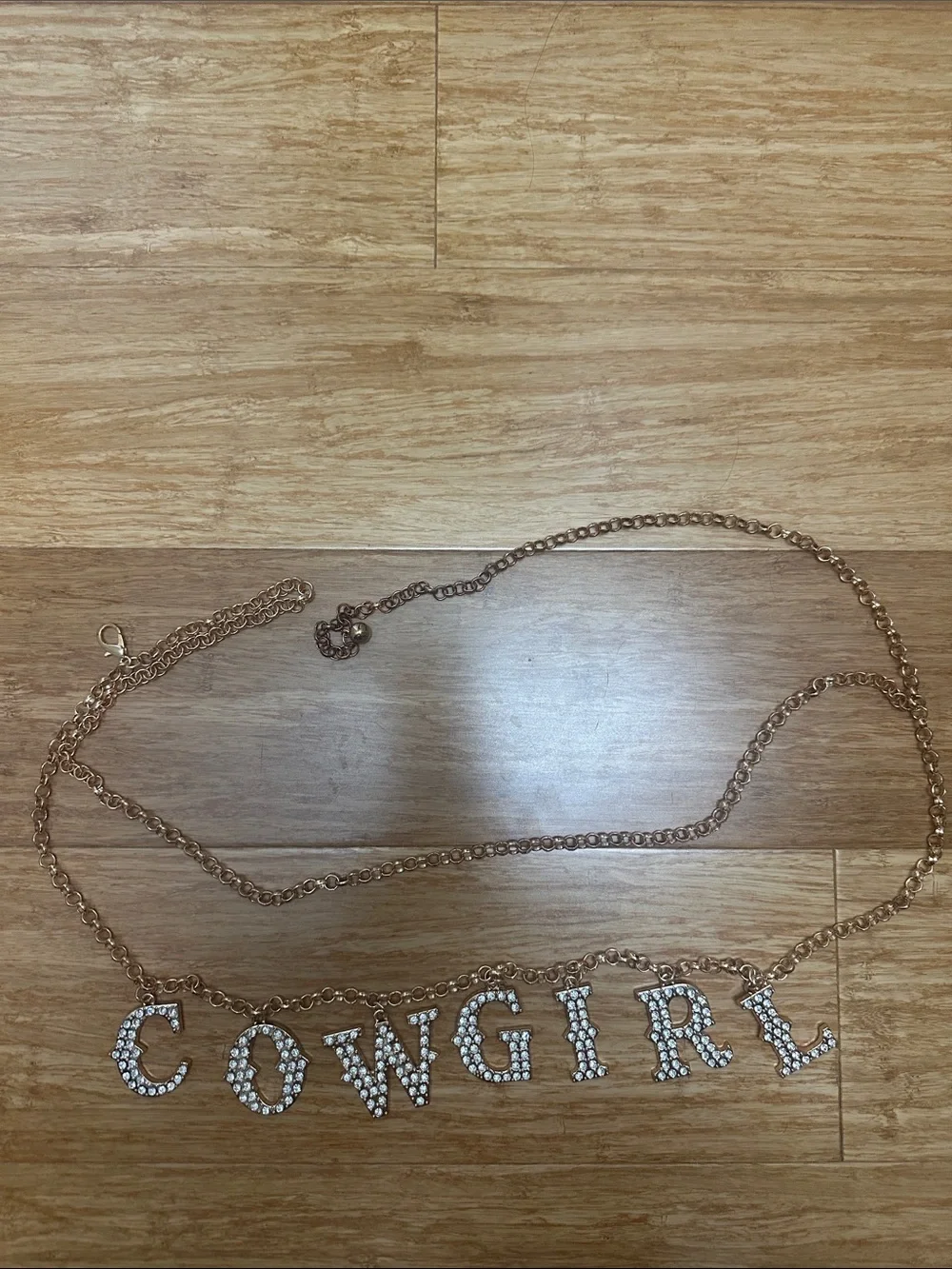 COWGIRL Rhinestone Name belt - Gold Tone
